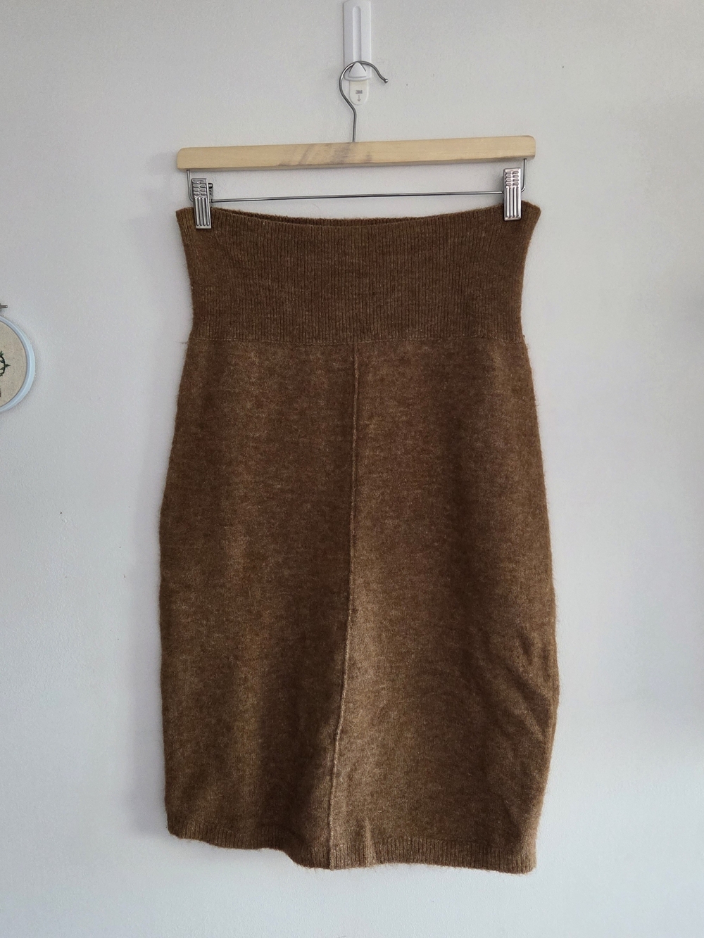 Wilfred Brown Ribbed-Waist Knit Pencil Skirt